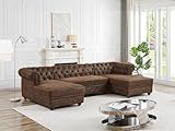 Vente-unique-Wohnlandschaft - Mikrofaser - Vintage-Leder-Optik - Chesterfield
