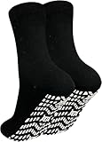 ZAKASA Stoppersocken Herren Antirutsch Socken: ABS Rutschfeste Socken Männer Anti Rutsch Socken mit Noppen Baumwolle Noppensocken Sportsocken 43-46 Schwarz-1 Paar