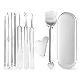 Gesichtsextraktion Werkzeug Set Dermatologen Empfohlene Hautpflege-Werkzeuge 9pcs Edelstahl Porenreinigung mit Aufbewahrungsbox Professioneller Mitesserentferner Silber