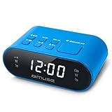 MUSE M-10 BL Radiowecker mit LED-Display, Zwei Weckzeiten, dimmbar, digitaler UKW-Tuner, 20 Senderspeicher, blau