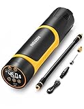 AstroAI Elektrische Luftpumpe 150PSI (10,3 Bar) Tragbar Fahrradpumpe mit Akku LED-Licht Luftkompressor Reifenpumpe für Fahrrad, E-Bike, Auto, Motorrad, Basketball, E-Scooter Als Powerbank, Gelb