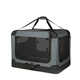 Amazon Basics 4-Türiger Faltbarer Reisezwinger für Katzen, Hund und andere kleine Tiere, Grau, S 66 cm x 46 cm x 46 cm