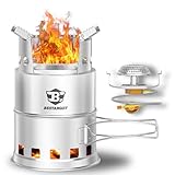 Bestargot Hobo Kocher Gaskocher, Camping Holzofen und Gas Campingkocher aus Edelstahl, Tragbar Outdoor Kocher Hobo Ofen, Faltbar Gas Kocher und Holzvergaser für Backpacking Bushcraft