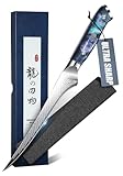 DRAGON RIOT Filetiermesser Fisch - Profi Fischmesser und Ausbeinmesser, Scharfes Fischfiletmesser mit Flexibler Klinge, Japanischem Fisch Messer mit Scheide