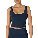 Amazon Essentials Damen Aktives FormFlex-Tanktop mit BH, Leichtem Halt und Verkürztem Schnitt, Butterweich, Marineblau, M