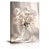 Moderne Mit Rahmen Leinwand Wandbilder, Weiße Blumen Blühen in der Sonne leinwand bilder kunstdruck bild auf leinwand bilderdruckt Wanddekoration für Schlafzimmer Wohnzimmer fertig zum hängen 30×40CM