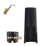 OriGlam Woodwinds Altsaxophon-Mundstückkappe, Leder-Ligaturverschluss mit Kunststoff-Mundstückkappe für Saxophon (Alt)