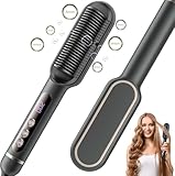Lonen Glättbürste, Haarglätter Bürste, Hair Straightener Brush mit Nano-Titan-Beschichtung für Gleichmäßige Hitze, Glätteisen Kamm mit 9 Heizstufen und LED-Anzeige Professioneller Haarglättbürste