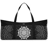 Gonex Yogatasche, Extra Große Canvas Sporttasche mit Wasserdichtem Fach & Metallreißverschluss, Für Matte & Blöcke, Stylische Tragetasche für Damen, Ideal für Yoga, Pilates, Reisen, Schwarz