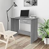 ULUYYUC Spieltische Schreibtisch Regale Schreibtische Sekretär SchreibtischeSchreibtisch Grau Sonoma 100x50x76 cm HolzwerkstoffGeeignet für Arbeitszimmer, Büro, Wohnzimmer