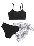 Mädchen-Bikini-Set mit Röcken, Geripptes Badeanzug-3-Teil-Set, Schwimmbekleidung für Teenager, Größen 9 10 11 12 13 14 Jahre (128,134,140,146,152,158,164)