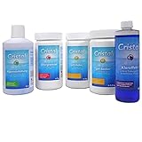 Cristal Wasserpflege Set 5 kg - Chlorgranulat schnell löslich - pH-Senker - pH-Heber - Algenverhütung - Klareffekt - Pflegebroschüre - Pool Whirlpool