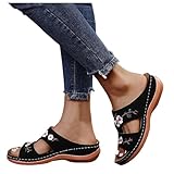 Generisch Orthopädische Pantoletten Damen Sandalen - Badelatschen Breite Füße Slipper Frauen Elegant Sommerschuhe Atmungsaktive Orthoslipper Flip Flops Casual Damen-Hausschuhe Bohemia Latschen