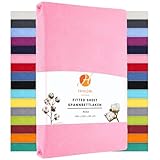 Heim24h Spannbettlaken 140x200cm bis 30 cm, Rosa, 100% Baumwolle Bettlaken, Öko Tex Zertifiziert Jersey Spannbetttuch