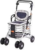 Einkaufsrollator Senioren Walker Gehhilfe Leichter Mobilitätstrolley Kinderwagen Scooter Faltbar mit Sitz und Tasche 4 Räder für ältere Menschen