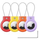 Vancle für AirTag Anhänger, 4er Pack Secure Halter Apple Airtags Hülle - Air Tags Safe Lock Case mit Edelstahlkabel für Gepäck, Fahrräder, Rucksäcke & Hunde Katzenhalsbänder (Schwarz)