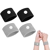ACWOO Akupressur Armband, 2 Paar Akupressurband Anti-Übelkeit Wristbands für Erwachsene und Kinder, Akupressur Armbänder für Schwangerschaftsübelkeit, Seekrankheit, Reiseübelkeit (Schwarz+Silbergrau)