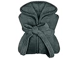 npluseins extra weicher Kapuzen-Bademantel aus Kuschelfleece - in modernen Farben und verschiedenen Größen - Unisex & wadenlang, M, anthrazit