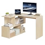 WOLTU Schreibtisch L Form, Eckschreibtisch mit Stauraum, 120x100cm, Bürotisch, Computertisch mit Ablagefächern, PC Tisch, Winkelschreibtisch, Arbeitstisch für Büro Arbeitszimmer, Helle Eiche