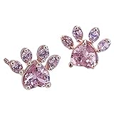 Kupfer vergoldet Rosa Zirkon Katzenkrallen Niedliche Herz Ohrstecker für Frauen Mädchen