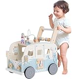 ROBOTIME Baby Lauflernwagen Holz, Lauflernhilfe zum Holz, Montessori-Aktivitätscenter, Lauflernhilfe für Babys & Kleinkinder (10 Monate - 1-2 Jahre), Multifunktional, Geschenk für Kleinekinder