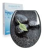 sanicomfort WC-Sitz, Duroplast, mit Absenkautomatik, Toilettensitz passend für alle handelsüblichen WC-Becken (wet Stone)