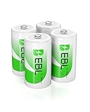 EBL Baby C Akku 5000mAh - NI-MH wiederaufladbare Batterie 4er Pack mit Aufbewahrungsbox, 1,2V Typ C Akku