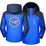 SIDHU Herren Skijacke Für LUF-than-SA, Dicker Funktionsjacke Herren Winterjacke Fleece Lined Windjacke Männer Kapuzenjacken Mit Reißverschluss Winddicht Schneejacke Wanderjacke Outdoorjacke,Blue-XL