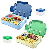 NVIYAM 2 PCS Brotdose Kinder mit Fächern, 1330ML BPA Frei bento box, Auslaufsicher Mit 6 Fächern, Frühstücksbox für Kindergarten, Jausenbox für Schule, für Mädchen & Jungen, mikrowellen (Bleu y Grün)