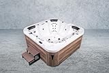 American Outdoor Whirlpool Torina Sterling Silver/Teak – 215x215 cm – 5 Personen – 53 Düsen – Gecko Steuerung – LED Licht – UV & Ozonreinigung – inkl. Thermoabdeckung & Klapphilfe
