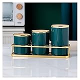 3 PCS Keramik Luftdichte Topf Küche Bus Sets Getreide Spender Spice Organizer Rack Töpfe mit Deckel Lebensmittel Lagerung Behälter (Color : 3 piece set-12)
