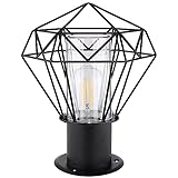 GLOBO LIGHTING Sockelleuchte Außen Standleuchte Garten schwarz Außenstandleuchte Edelstahl, Industrial Design Gitterschirm, 1x E27 Fassung, HxLxB 31,5x22,5x25,5cm