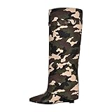 Only maker Stiefel Kniehoch Damen Spitze Keilstiefel Wedges Boots Schlupfstiefel Knee High Slouchy Boot Camouflage 46 EU
