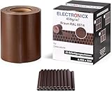 Electronicx PVC Sichtschutzstreifen für Gartenzaun - Braun (RAL 8014), 140m (4 x 35m) x 19cm, Hochwertige 450g/m² UV-beständige Sichtschutzmatten, Außenbereich Sichtschutz mit 80 Clips