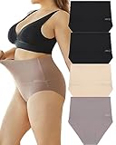 FINETOO 4er Pack Bauchweg Unterhose Damen High Waist Slip Seamless Shapewear Hohe Taille Unterwäsche Frauen Nahtlose Panties Mehrpack S-3XL