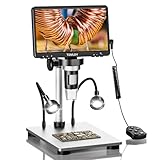 TOMLOV DM9 7' LCD Digital Mikroskop 1200X, 1080P USB Lötmikroskop, Handmikroskop mit Einstellbar Metallständer, 12MP Super präziser Fokus, LED-Volllicht, PC/Windows/Mac kompatibel, 32GB