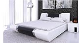 Verona Idee Leder Luxus Betten mit Bettkasten Bett mit Lattenrost mit Matratze Mittelfest 20cm Höhe Großer 180x200 Weis