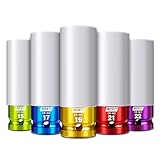 1/2' Antrieb Schlagschrauber Nüsse set, 5-teilig, Metrisch(15 17 19 21 22 mm), Cr-Mo Schonnüsse Set, Dünnwandig für Alufelgen Radwechsel mit Felgenschutz, 6-Punkt, farbig elektroplattiert