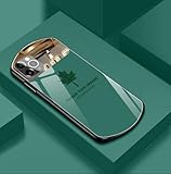 Luxuriöse, süße, ovale Ahornblatt-Telefonhülle aus gehärtetem Glas mit Buchstaben für iPhone 16 15 14 13 12 11 Pro Max Xs Xr 8 7 Plus, Spiegel-Silikonhülle (für iPhone SE2020/Grün)