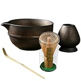 Matcha -Set - Matcha -Tee -Schneebesen, japanische Teewerkzeuge, Matcha -Schüssel mit Ausguss, Matcha Whisk, Scoop und Whiskhalter für die Zeremonie