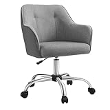SONGMICS Homeoffice Stuhl, Drehstuhl, Schreibtischstuhl, höhenverstellbar, bis 110 kg belastbar, atmungsaktiver Stoff, für Arbeitszimmer, Schlafzimmer, grau OBG019G01