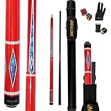 OKHEALING Carbon Fibre Billardqueue, 147cm, 12.4mm Kopf, für Amateur und Profi Billardspieler (mit Handschuhen und Aufbewahrungstasche) (E3-Glänzend)