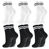 6 Paar Pilates Socken Anti-Rutsch Stoppersocken Yoga Socken Rutschfeste Lange Griffsocken Grip Socks Für Damen Und Mädchen 36-40