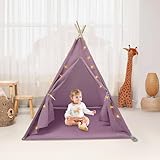 Generisch Kinderspielzelt, 2-in-1-design Mit Teppich Und Bunten Lichtern, Indoor-babyzimmerzelt, 120x120x140 cm, Fördert Die Kreativität Und Leseecke (Lilac)