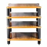 IEOWY 4-stufiges HiFi-Rack, AV-Regal, Plattenspielerständer, Geräteschrank, Massivholz, Audio-Rack-Füße, Leistungsverstärker-Regal, Audio-Video-Komponenten (Holzfarbe, 60 x 93 x 48 cm)
