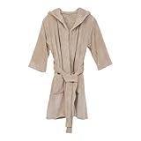 Flauschiger Kinder-Bademantel für Mädchen und Jungen, Korallen-Samt, mit Kapuze, Winter-Bademantel, Fleece, warm, Nachtwäsche, Jugendliche, einfarbig, bequem, Haus-Nachthemd mit Taschen, coffee, 5-10