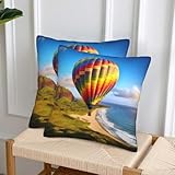 KTHSNSKL Dekorative Kissenbezüge im Boho-Stil, 40,6 x 40,6 cm, quadratisch, für Couch, Sofa, Schlafzimmer, Wohnzimmer, Heimdekoration, Hawaii-Heißluftballon-Kissenbezug, 2 Stück