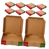 ELAYARD 10 Stück Pizzakarton aus Lebensmittelechtem Dickem Papier Faltbare Pizzabox für Restaurant und Takeaway Stabile Verpackung für Pizza und Speisenlagerung
