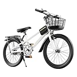 LSQXSS Mountainbike für Jugendliche, Fahrrad mit Einer Geschwindigkeit, Vorder- und Hinterradbremsen, Stadtrad, höhenverstellbarer Sattel, Komfortables Cruiser-Bike mit Gepäckträger hinten