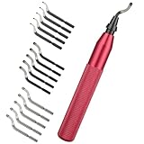 Handentgrater Mit 15 HSS Klingen, 360° Drehbar, Aluminiumgriff, Ersatzklingen Für Metall, Kunststoff, Holz Und PVC Rohre